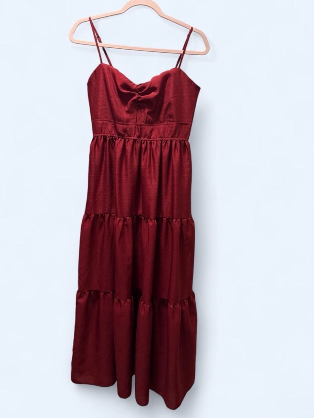 Marshalls Burgundy Spaghetti Strap Tiered Midi Dress